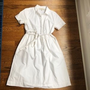 Classic white Loft tie shirt dress